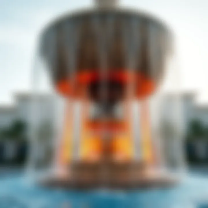 Close-up of the intricate design elements of the fountain.