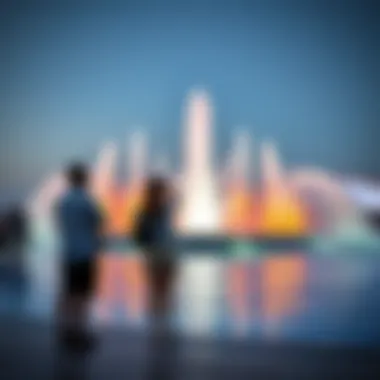 Visitors experiencing the beauty of the Pointe Palm Jumeirah Fountain.