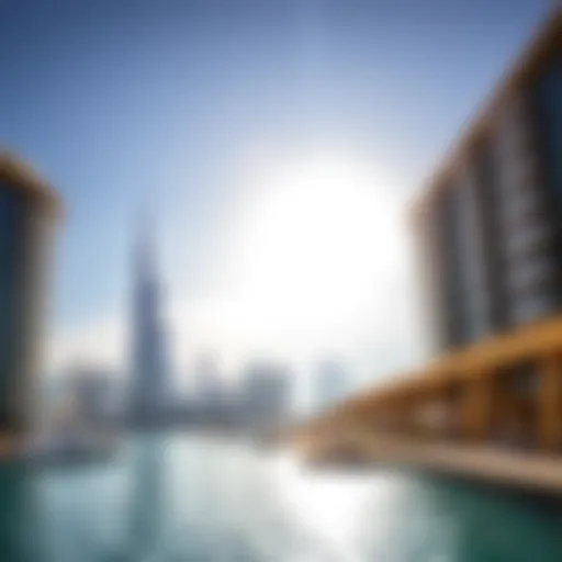 Panoramic view of The Pointe with the Dubai skyline