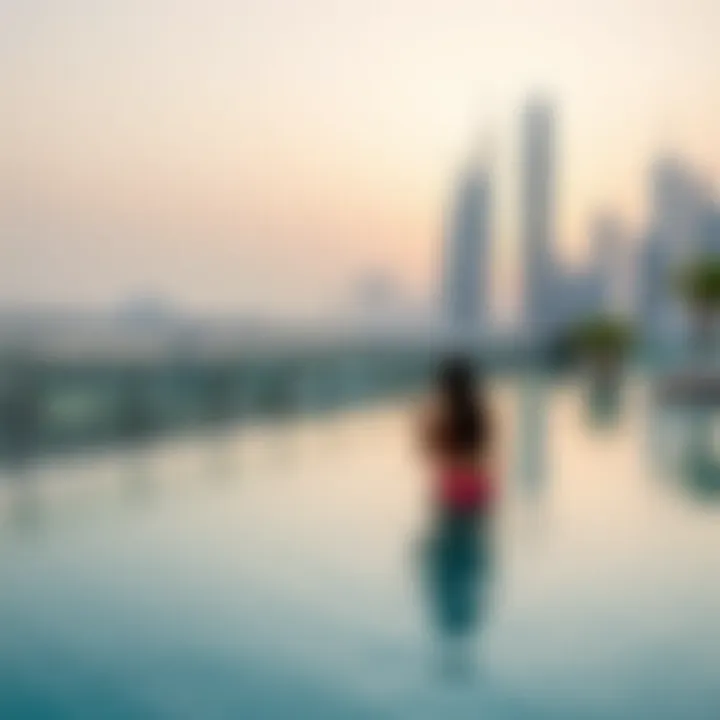 Infinity pool overlooking Dubai skyline