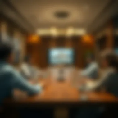 Real Estate Strategies Meeting A meeting room with stakeholders discussing real estate strategies