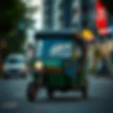 Sustainable tuk tuk in an urban setting