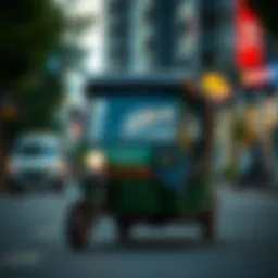 Sustainable tuk tuk in an urban setting