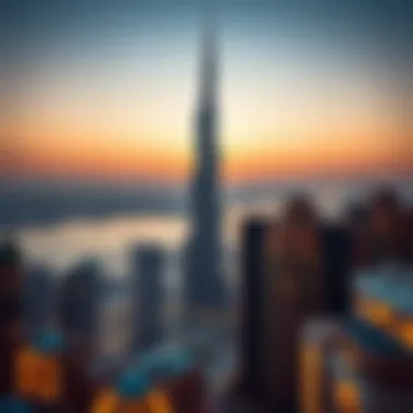 Burj Khalifa: A Masterpiece at Dusk The unique architecture of the Burj Khalifa at sunset.