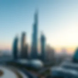 A panoramic view of iconic skyscrapers in Dubai.