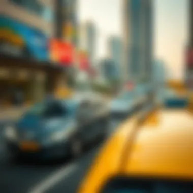 UAE taxi driving through the city
