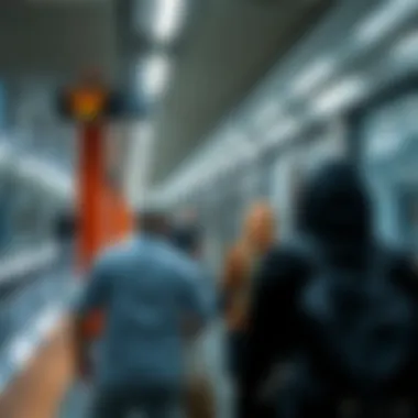 Commuters at Al Qusais Metro Station Passengers utilizing the Al Qusais Metro for commuting