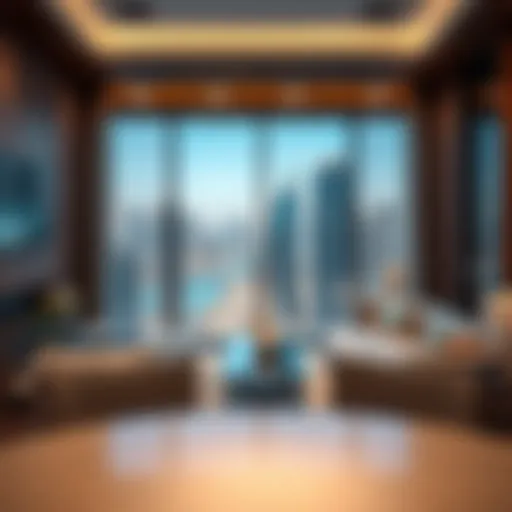 Luxurious apartment showcasing Dubai skyline