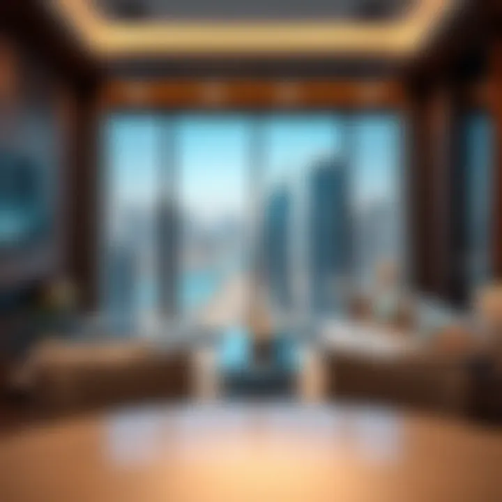 Luxurious apartment showcasing Dubai skyline