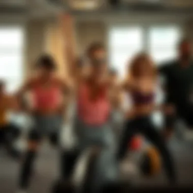 Group fitness class in action