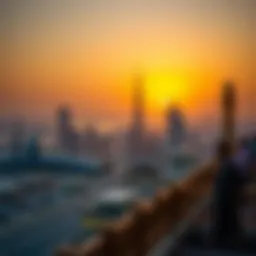 Panoramic view of Dubai at sunset