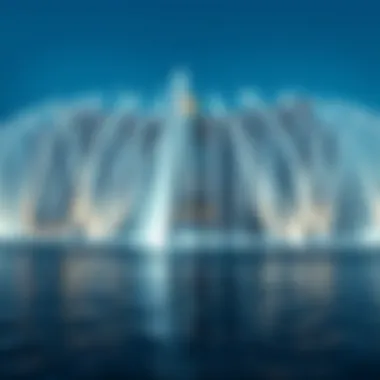 Water Choreography at Dubai Fountains Close-up of the water choreography at Dubai Fountains