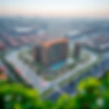 Aerial shot highlighting the strategic location of Victory Heights in Dubai