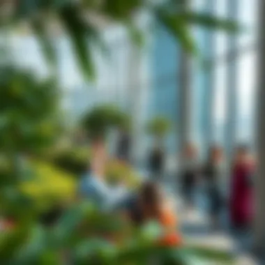 Leisure in the Green Oasis Visitors enjoying the serene environment of the Garden in the Sky, blending leisure and nature in the heart of Dubai