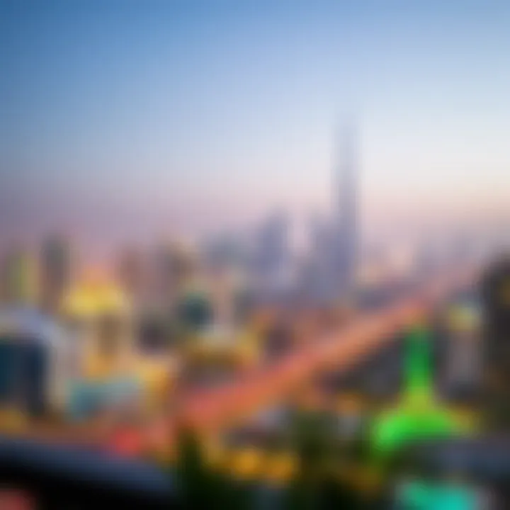 Stunning city skyline view from hotel terrace