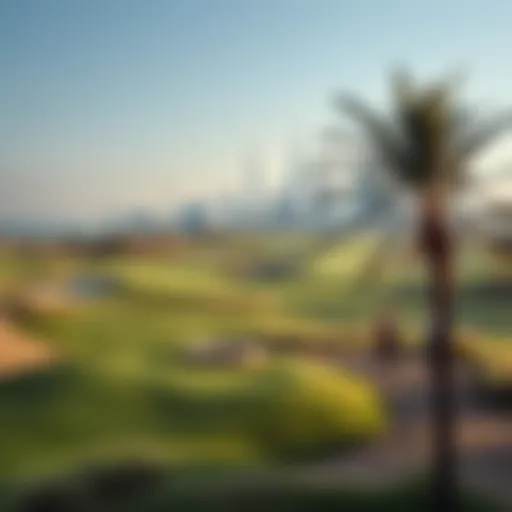 Stunning view of Yas Golf course with Dubai skyline